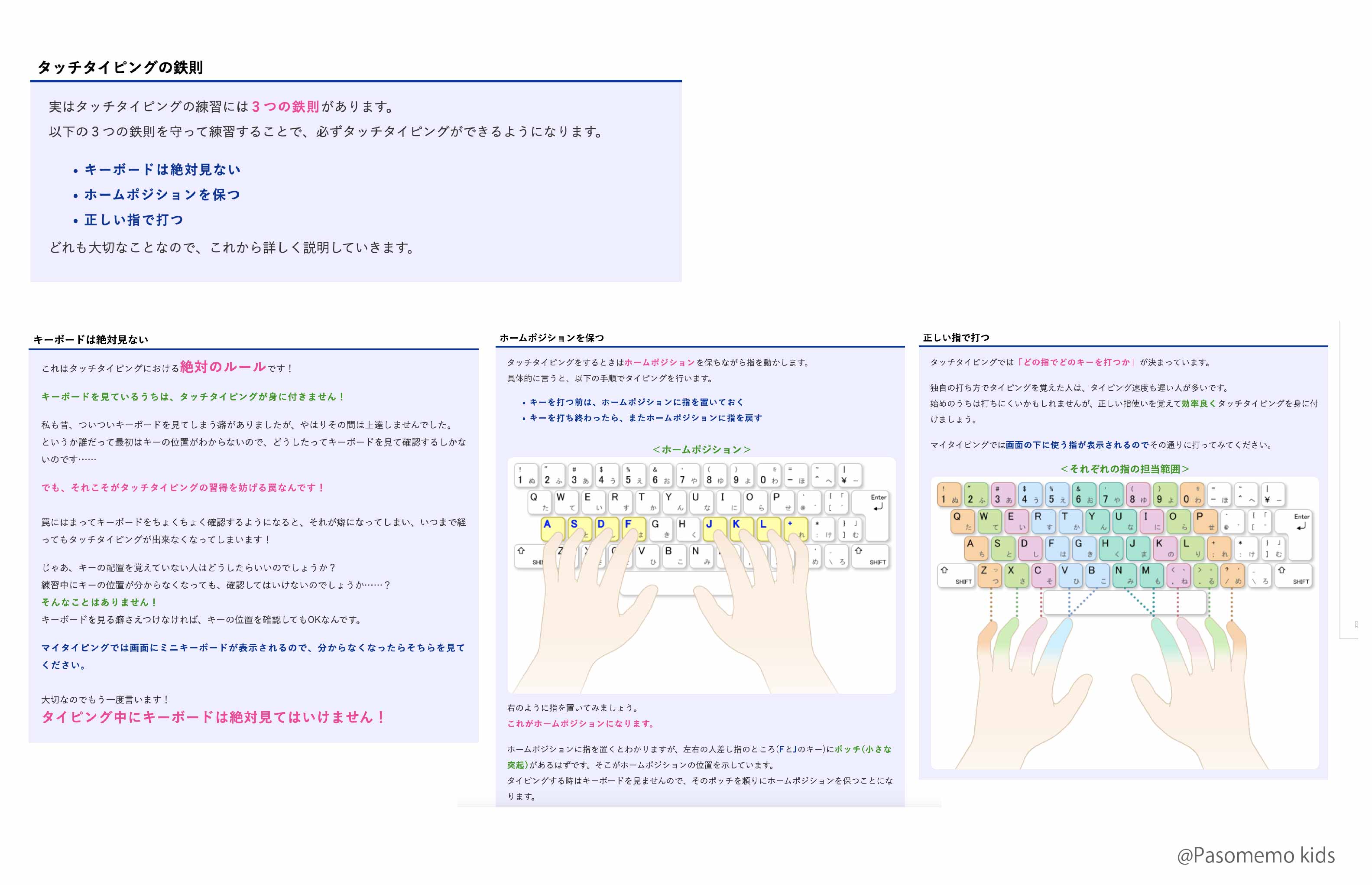 実際の「ひよこタイピング」ページ内の解説