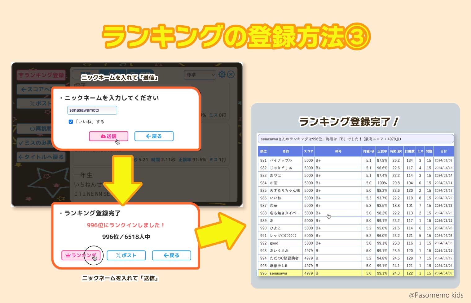 ユーザー名を入れて「送信」