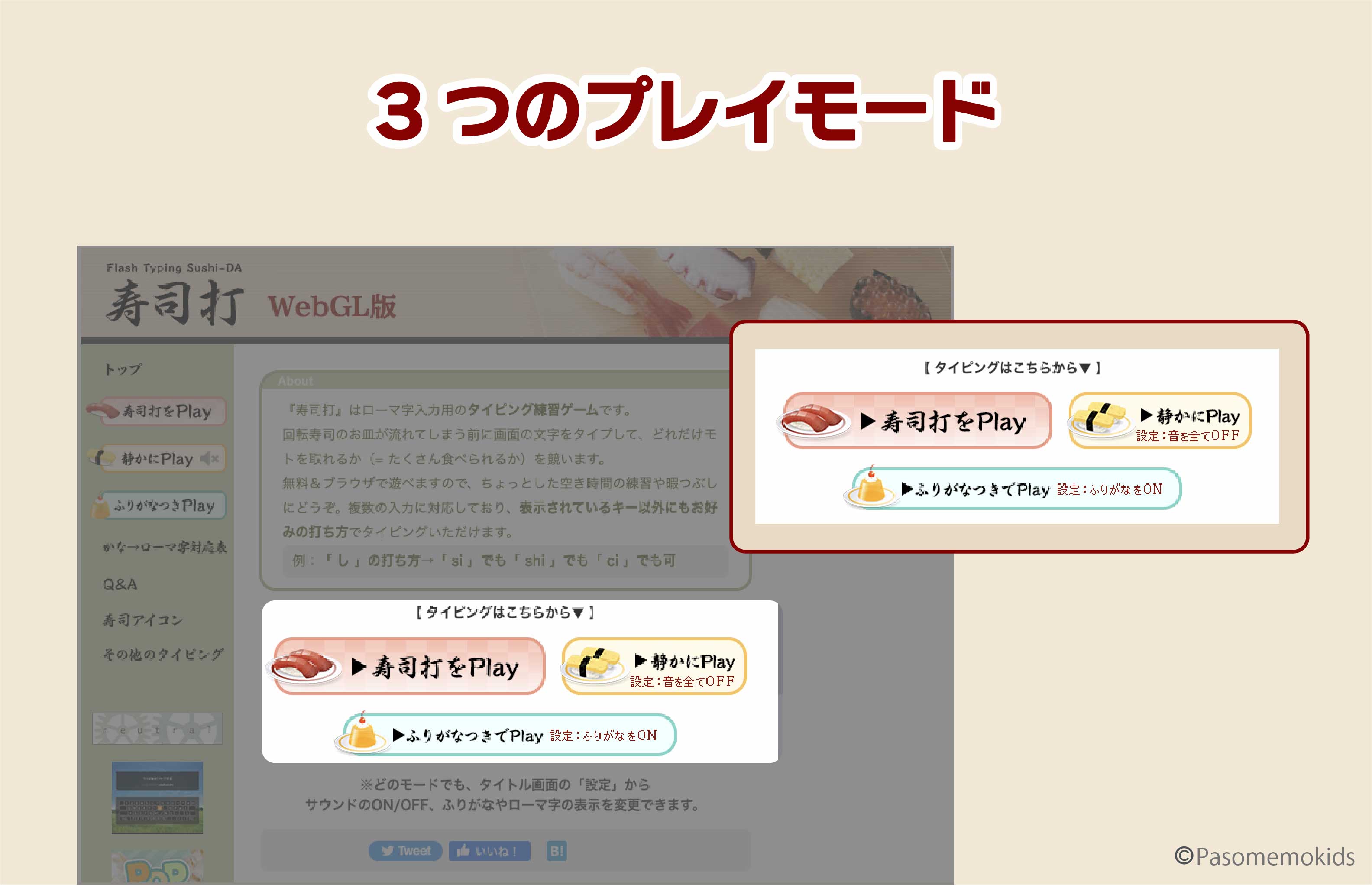 寿司打の3つのモード