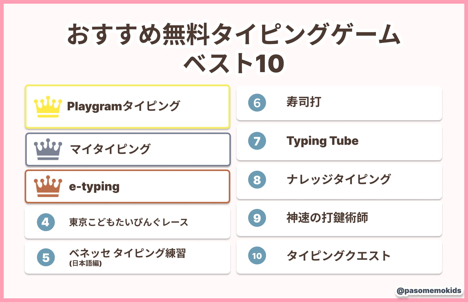 運営が体験した中から選んだ「おすすめ無料タイピングゲームベスト10」