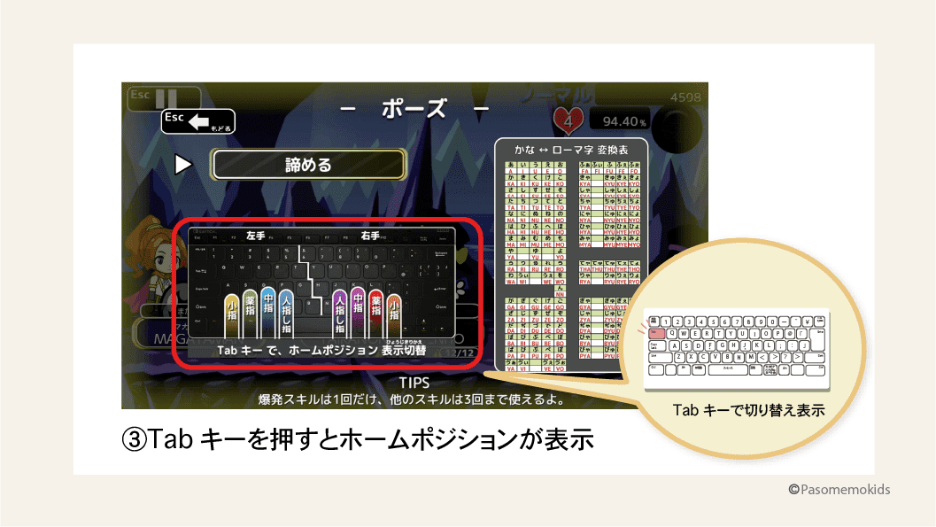 ゲーム中にホームポジションを「Tabキー」でするシーン2