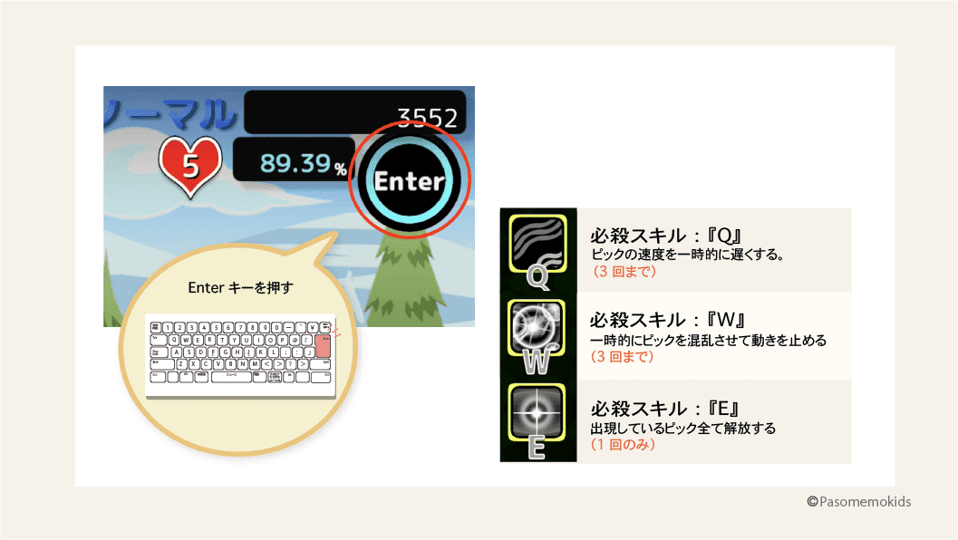 必殺スキルが発動できる「Enterキー」マーク